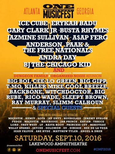 unnamed-1-1-375x500 ONE Musicfest 2016 Will Feature The Dungeon Family, Ice Cube, Erykah Badu, Gary Clark Jr, Andra Day, Busta Rhymes & More  