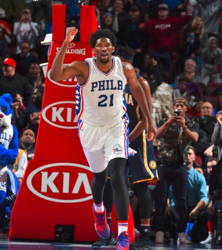 joel--444x500 Winless No More: The Philadelphia Sixers Defeat the Indiana Pacers (109-105) in Overtime (Video)  
