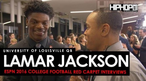 Lamar-red-500x279 University of Louisville QB Lamar Jackson Talks the Citrus Bowl, the Upcoming Heisman Awards & More On The ESPN 2016 College Football Awards Red Carpet (Video)  
