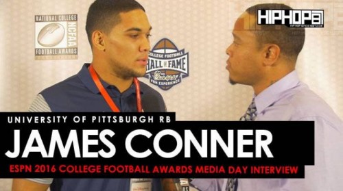 james-conner-500x279 University of Pittsburgh RB James Conner Talks Defeating Cancer, Upsetting Clemson & More at the ESPN 2016 College Football Awards Media Day (Video)  