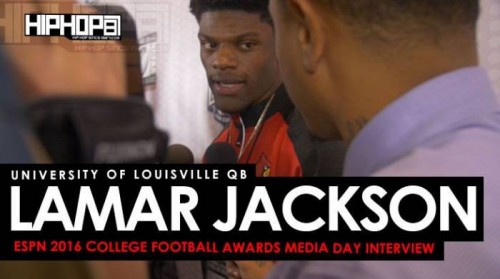 lamar-500x279 University of Louisville QB Lamar Jackson Talks Comparisons To Michael Vick, His Love For EA Sports Madden Football, Possibly Winning the Heisman Trophy, Facing LSU & More at ESPN's 2016 College Football Awards Media Day (Video)  