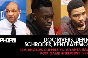 Doc Rivers, Dennis Schroder, Kent Bazemore (Los Angeles Clippers vs. Atlanta Hawks Post Game Interviews 1-23-17)