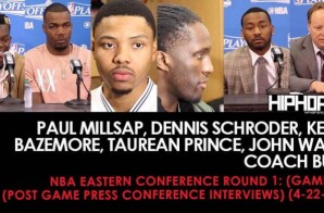 NBA Eastern Conference Round 1: Paul Millsap, Dennis Schroder, Kent Bazemore, Taurean Prince, John Wall, Coach Bud (Game 3) (Post Game Press Conference Interviews) (4-22-17)