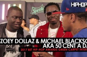 Michael Blackson & Zoey Dollaz Talk “50 Cent a Day”, the Upcoming “50 Cent a Day” Album, Their Favorite Song of the Summer & More on the 2017 BET Hip-Hop Awards Green Carpet (Video)
