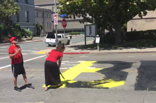 Black Lives Matter road painting vandalized by Trump supporters