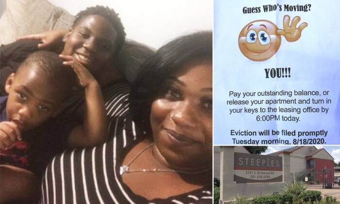 A-Black-single-mother-who-recently-lost-her-job-was-hit-with-an-insensitive-eviction-notice-from-her-landlord-in-Houston-Texas A BLACK SINGLE MOTHER WHO RECENTLY LOST HER JOB WAS HIT WITH AN INSENSITIVE EVICTION NOTICE FROM HER LANDLORD IN HOUSTON, TEXAS.  