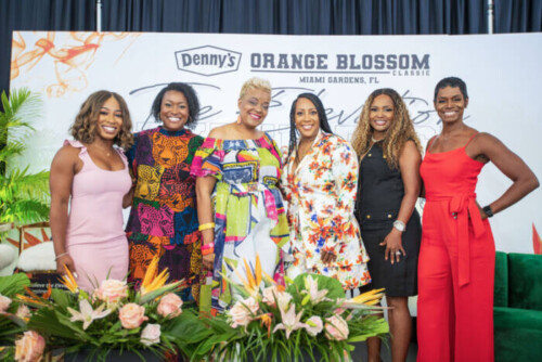 Alexis-Frazier-Mahogani-Chery-Kathy-Hood-Kendra-Bulluck-Major-Dr-Heavenly-Kimes-Rashan-Ali-1-500x334 Proud FAMU Alumni, Dr. Heavenly Kimes & Rashan Ali Join Orange Blossom Classic Elevation Experience  