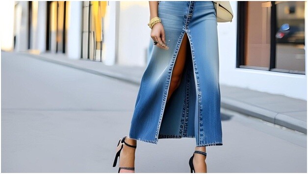 image1-7 Elevate Your Style: Unveiling the Chicest Slit Denim Skirts  