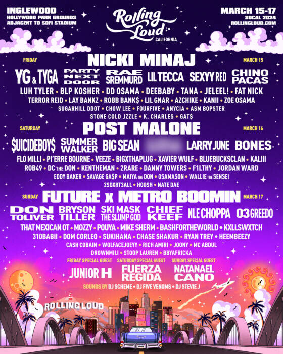FINAL-FINAL-NEW-NEW-NEW Rolling Loud Announces Official Lineup For California In March 2024 -- Featuring Nicki Minaj, Post Malone, Future x Metro Boomin, and More  