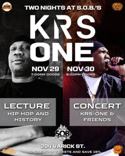 unnamed-1-17-400x500 S.O.B.'s Presents Two Nights With Hip Hop Legend KRS-One  