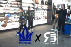 Rick Bars and Danny Nohble do giveaway in Dyckman Clothing store