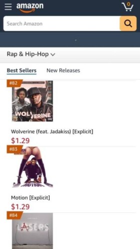 IMG_4677-281x500 SHOWOFF GANG'S TJUAN BENAFACTOR LANDS TWO SINGLES SIMULTANEOUSLY ON AMAZON HIP HOP BEST SELLERS CHART WITH 'WOLVERINE' FEATURING JADAKISS AND 'MOTION' — THREE RECORDS CHARTING SIMULTANEOUSLY  