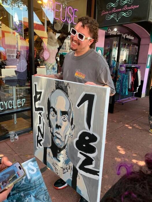 F80DBDE1-7683-4CE6-9F29-32E9193A92A6 J.T. Hiskey Brings Travis Barker a Hand-Painted Masterpiece After Five Days of Work in San Diego  